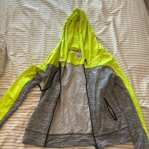 PINK Victoria's Secret Gray and Neon Yellow Jacket